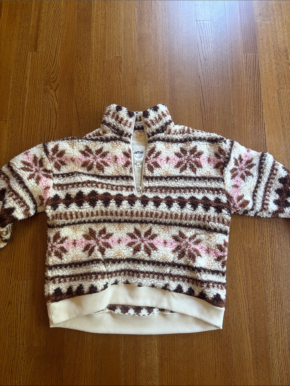 Aerie Oversized Fleece Brown/Pink